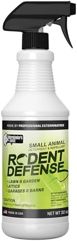 Exterminators Choice - 32 oz Peppermint Rodent Defense Spray - Great for Lawns, Gardens, Attics, and Garages - Non-Toxic Deterrent for Pest Control - Repels Mice and Rats - Safe for Kids and Pets