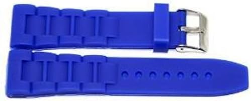 22MM Bright Blue Rubber Silicone Composite Link Watch Band FITS Invicta & Others