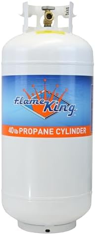 Flame King YSN401 Steel Propane Tank Cylinder With Overflow Protection Device Valve, 40 Lb, White
