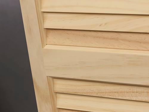 LTL Home Products AM-SHL47 American Wood Exterior Window Louvered Shutters, 15" x 47", Unfinished Pine