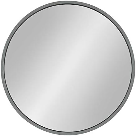 Kate and Laurel Travis Round Wood Wall Vanity Mirror, 22 Inch Diameter, Gray