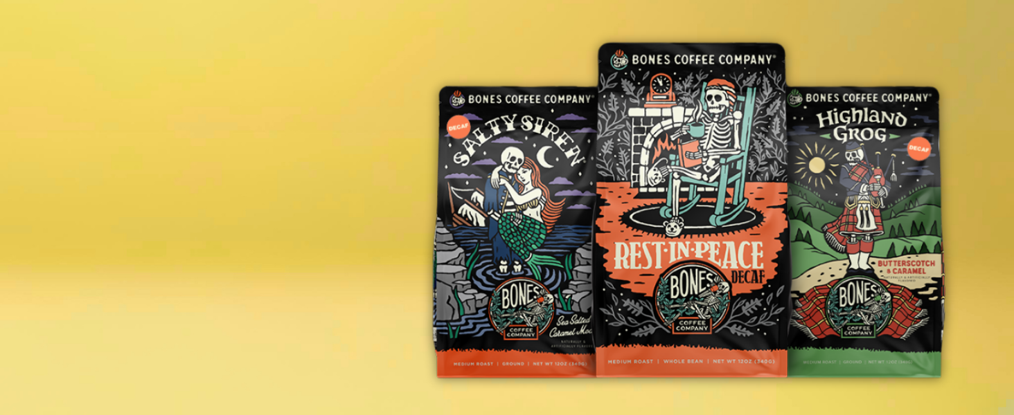 decaffeinated coffee flavored coffee grounds and coffee beans