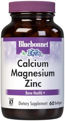 Bluebonnet Nutrition Calcium Magnesium Zinc Plus Vitamin D3, 1000 mg of Calcium, 500 mg of Magnesium and 15 mg of Zinc, 400IU Vitamin D3, For Strong Healthy Bones*, Gluten-Free, Dairy-Fee, 120 softgel | Third-party tested for purity and potency; manufact…