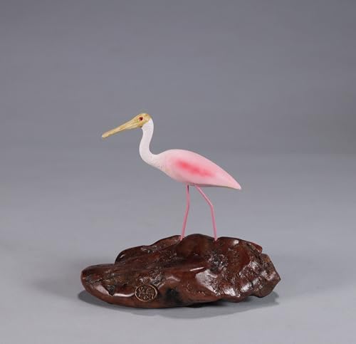 Spoonbill by John Perry 8in Long Sculpture on Polished burlwood Base. Signed.