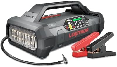 LOKITHOR JA300 Jump Starter with Air Compressor(7.0L Gas & 4.5L Diesel) | 1500A 12V Portable Jumper Box | 150PS 35LPM Tire Inflator, Digital Display