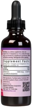 Bluebonnet Nutrition Liquid Cellular Active Methycobalamin Vitamin B12, 1000 mcg, For Cellular Energy Production and Nervous System Health, Soy-Free