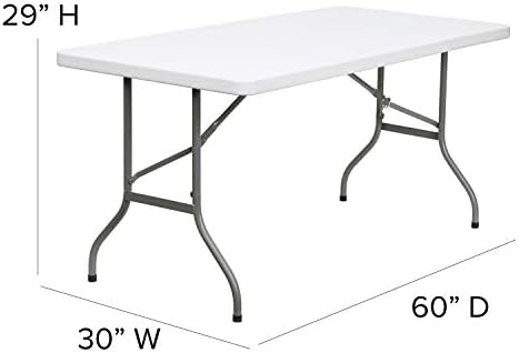 Flash Furniture 5-Foot Granite White Plastic Folding Table | Lightweight, Easy Storage, Commercial Grade