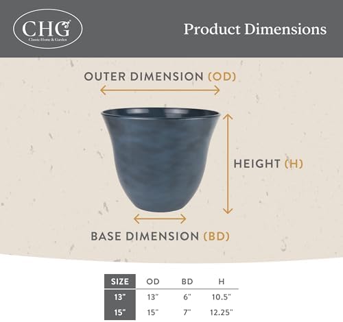 Honeysuckle Resin Planter, Durable Garden Pot, 15" Fossil | Hand-Painted Finish Plant Pots, Lightweight Indoor Outdoor Planter, UV-Resistant, Great for Patio, Home & Garden Decor Accent