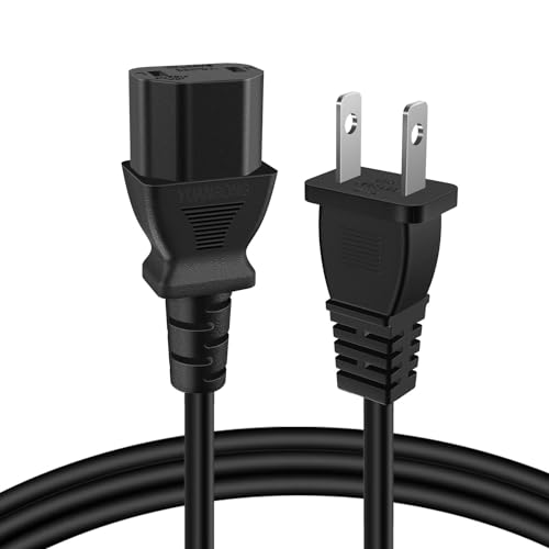 TNP 2 Prong AC Power Cord for Xbox 360 E, Slim, PS4 Pro, 10 ft, Black | Replacement Cable for Xbox One Original, Xbox 360 Pro, Elite, Arcade, Jasper and Falcon; Check Connector Before Purchase