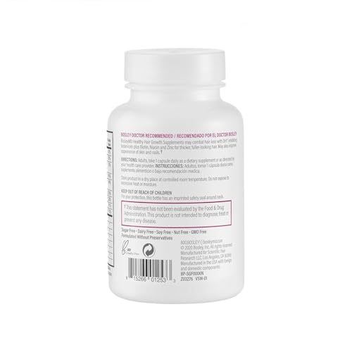 BosleyMD Women’s Healthy Hair Growth Supplements for Thicker, Fuller Hair– DHT-Blocking Botanicals with Biotin, Niacin, Zinc & L-Lysine – Rich in Vitamins & Minerals – 60 Capsules (2-Month Supply)