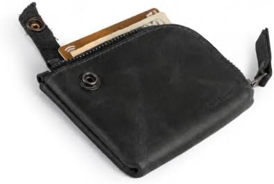 Hide & Drink, Leather Zippered Wallet, Holds Up to 6 Cards Plus Folded Bills, Pouch Organizer, Cash Holder, Travel Essentials, Mini, Pocket-Size, Handmade (Bourbon Brown)