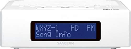Sangean HDR-15 AM/FM Digital Tuning Clock Radio with USB Phone Charging, White