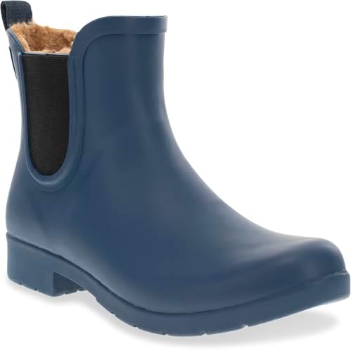 Chooka Women's Delridge Waterproof Faux Fur Chelsea Rain Boot Slip On