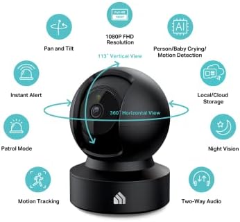 Kasa 1080p Indoor Pan/Tilt Wired Security Camera, Baby & Pet Monitor, EC70