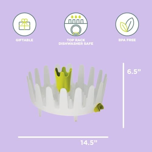 Chef'n Plastic 401-281-004 DishGarden Dish Rack, 14 x 13.25 x 6.5 inches, White/Green