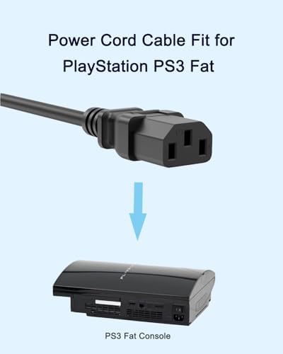 Superer 3 Prong AC Power Cord Cable Fit for Sony PlayStation PS3 First Generation(Fat), Xbox 360 1st Generation(Fat) Replacement