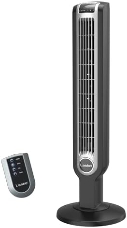 Lasko Oscillating Tower Fan with Remote Control - 36" - 2510 - White | Timer, Quiet Standing Fan for Bedroom, Office, and Home, 3 Speeds, Powerful Cooling Air