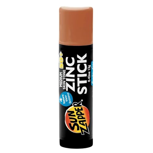 Sun Zapper Zinc Oxide Sunscreen Stick SPF 50+ Light Skin Tone – Mineral Sunscreen for Face and Body, Water Resistant Sunblock for Sensitive Skin,Travel Size 12g (0.42 oz), Australian Made