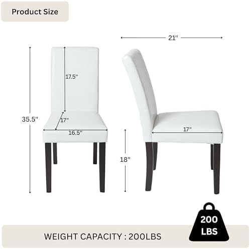 Roundhill Furniture C020BR Urban Style Solid Wood Leatherette Padded Parson Chair, Brown, Set of 2