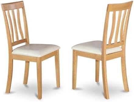 East West Furniture ANC-WHI-W Antique Dining Room Chairs - Slat Back Solid Wood Seat Chairs, Set of 2, Buttermilk & Cherry