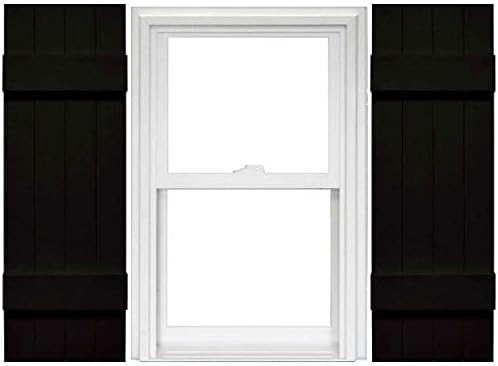 Mid America Board and Batten 14" 4 Board Joined Vinyl Standard Shutter (1 Pair) - 14 x 35 002 Black