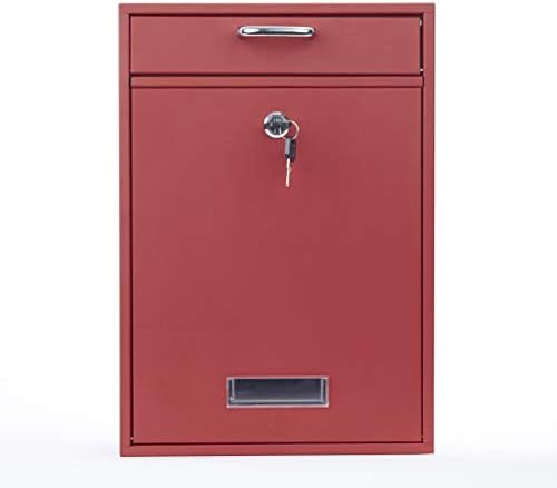 Wall Mounted Locking Vertical Dropbox Mailbox - Safe and Secure (Large) | Made with Galvanized Steel (Black)