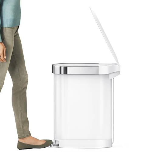 simplehuman 45 Liter / 12 Gallon Slim Hands-Free Kitchen Step Trash Can, Brushed Stainless Steel