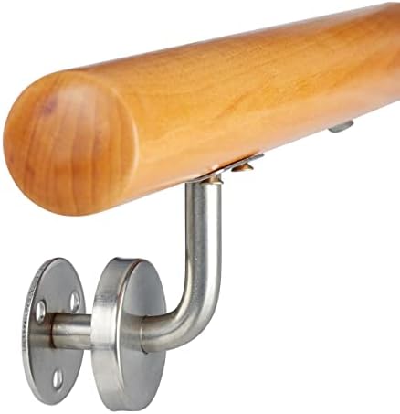 Relaxdays Wooden Handrail, Beech, 1000 mm/100 cm/1 m, Wall-Mount, with Plugs, Rustic 42 mm Diameter, Natural Banister