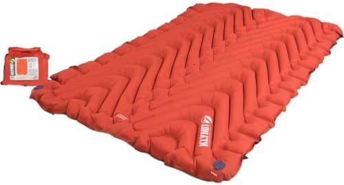 Klymit Insulated Double V Inflatable Sleeping Pad | Double Wide, Thick, Lightweight, Easy to Inflate, Foldable Air Bed for Camping & Backpacking