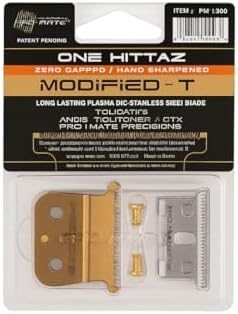 Replacement Blade 04521 fits Andis T-Outliner 04780, GTX 04785 (Model GO, GTO) Modified One Hittaz Zero Gap by PRO-MATE w/Free Screws (Black - T Shape)
