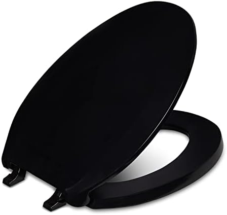 Centoco Toilet Seat Elongated, Commercial, Heavy Duty, SS Hardware, Black | Heavy Duty Hinge, Closed Front, Cover, Plastic, Stainless Steel Hardware, Made in the USA, ‎DS800STS-407