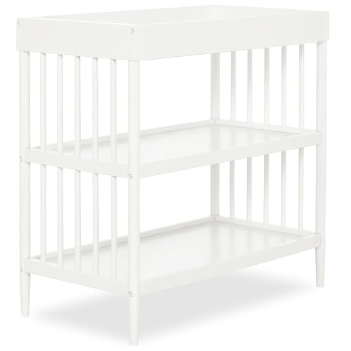 Dream On Me Clover Changing Table with Rounded Spindles in White