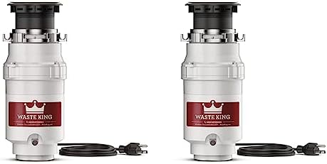 Waste King Legend Series 1 HP Continuous Feed Garbage Disposal with Power Cord - (L-8000) & Garbage Disposal Dishwasher Connector Kit - 1023