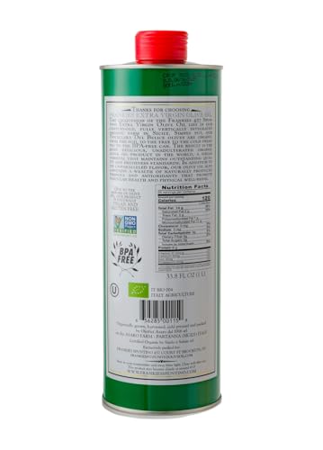 Frankies 457 Organic Extra Virgin Olive Oil, 33.8 fl oz (1L) | Premium 100% Castelvetrano Olive Oil, High Polyphenol, First Cold Pressed, Early Harvest in Sicily