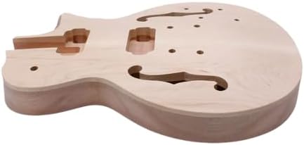 Yinfente Electric Guitar Body Mahogany +Maple Top Semi-Hollow Guitar Body Unfinished Set in Heel DIY Guitar Replacement
