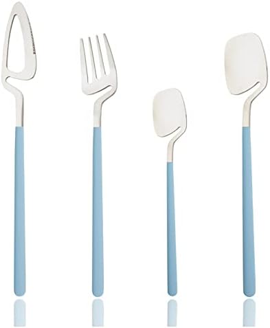 JASHII Hangable Silverware Set, Matte Rainbow Flatware Cutlery Set Service for 2