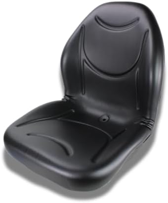 Eparts Universal Tractor Seat Replacement, Compact High Back Lawn Mower Seat, Black Forklift Seat, Central Drain Hole