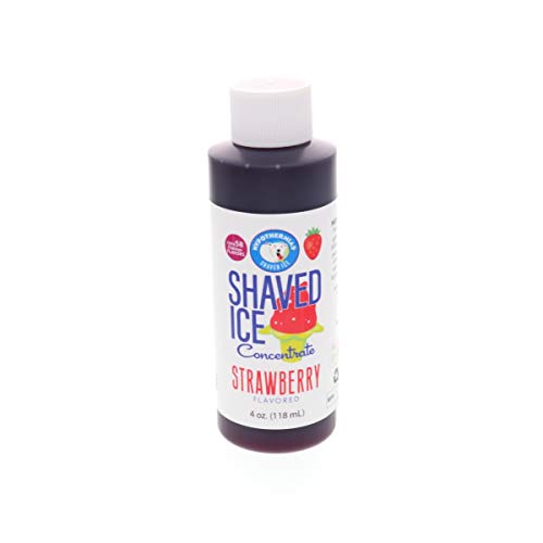 Hypothermias Shaved Ice and Snow Cone Syrup Unsweetened Flavor Concentrate - 4 Fl Oz - Makes 1 Gallon of Ready to Use Syrup - Strawberry - Must Add