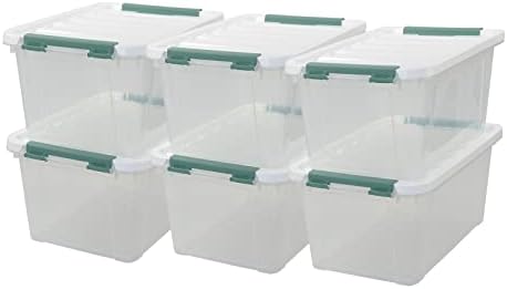 20 Quart Clear Plastic Bin with Lid, Latching Storage Box, 6 Packs