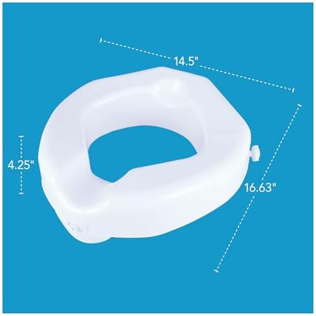 Carex Raised Toilet Seat with Extra Wide Opening - Toilet Seat Riser and Handicap Toilet Seat, White, 1 Count