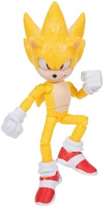 Sonic The Hedgehog 3 Movie 5-InchAction Figure 4-Pack, Articulated Figures from Jakks Pacific's Wave 2 Include Super Sonic The Hedgehog, Shadow