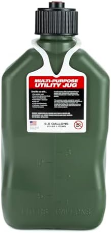 VP Racing 5.5-Gallon Square Motorsport Utility Container Camo (4 Pack) with a 14" Deluxe Hose (1 Pack) Close-Trimmed Cap and Neck for Tight Seal