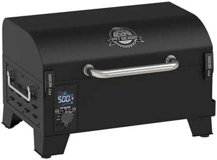 Pit Boss 150 Wood Pellet Grill & Smoker with Flame Broiler 256-Sq. In. Cooking Space, 180°F to 500°F Temperature Range, 7 lb. Pellet Hopper, for Tailgating, Camping, or Travel, Black | 180-500F temperature range, 7 lb hopper, flame broiler, automatic sta…