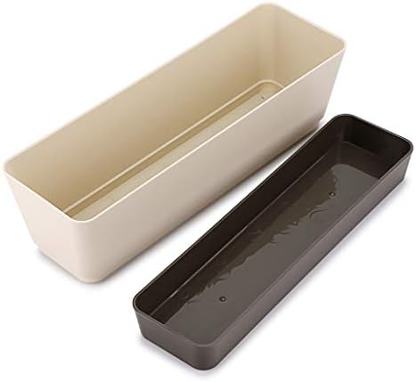 Skelang 3 Pcs Rectangular Plant Pot, 12" Watering Container with Drainage Hole, Window Planter Box with Saucer for Succulents, Flowers, Indoor Plants