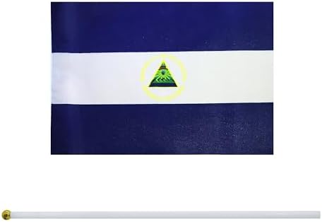 5 Pack Nicaragua Nicaraguan Mini HandHeld Stick Flag,Suitable For Various Holiday Parties,And National Flag Day.