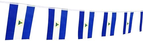Nicaragua Nicaraguan String Banner Flag,5.5 x 8.2 Inch String Banner,Indoor and Outdoor Party Decorations,16 ft 20 Mini Flags.