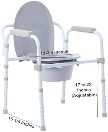 McKesson Folding Bariatric Commode Chair with 7.5 qt, 13 3/4 in, 1 ct | Seat Width