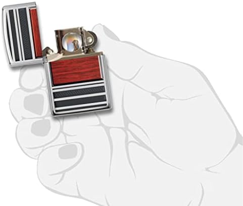 Zippo Wood Grain High Polish Chrome Pipe Pocket Lighter