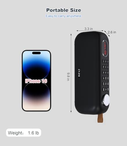 Portable Bluetooth Speaker FM Radio Digital, Support USB/SD Card MP3 Music Player/AUX/REC, Build-in 3000mAh Rechargeable Battery