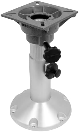 Wise 8WP21-18S Boat Seat Pedestal, Adjustable Height from 12" to 18", with Standard Seat Mount | 2-7/8 in anodized aluminum post, 9 in base